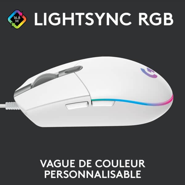 LOGITECH G102 Souris Gaming LIGHTSYNC Blanc (910-005824)